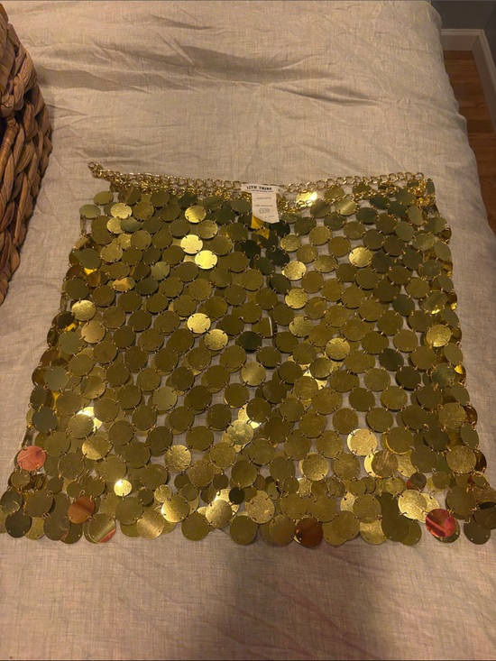 12th Tribe Dresses & Skirts - 12th Tribe Gold Sequin Disc Mini Skirt